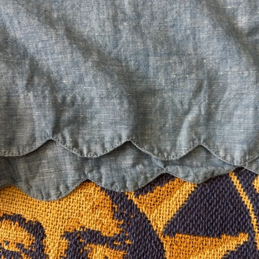 Ann Taylor LOFT The Riviera Short Linen Blend Scalloped Hem Pockets Blue Size 10 - Picture 4 of 10